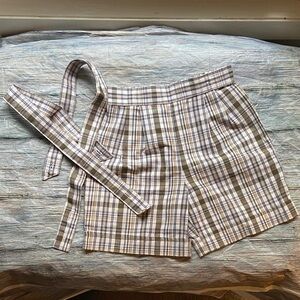 Vintage Plaid Kids Shorts with Suspenders